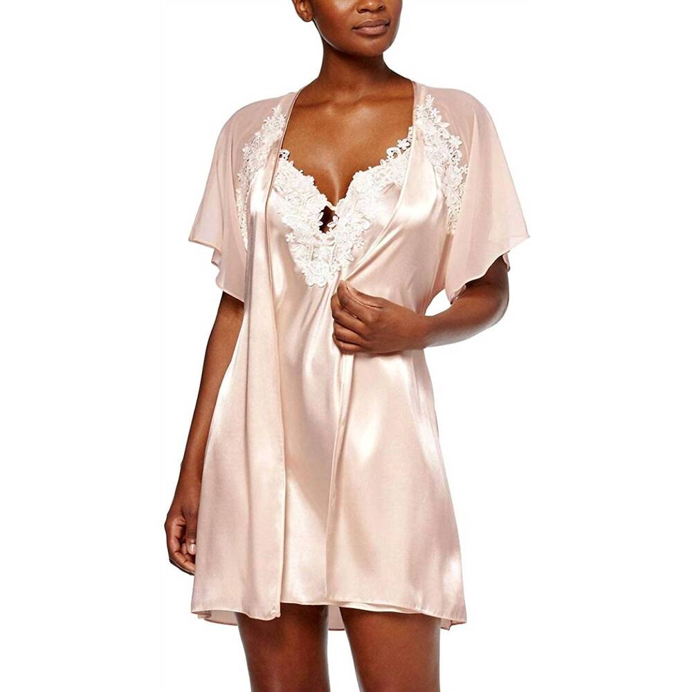 NEW LINEA DONATELLA sleepwear satin secret love wrap robe in bisque